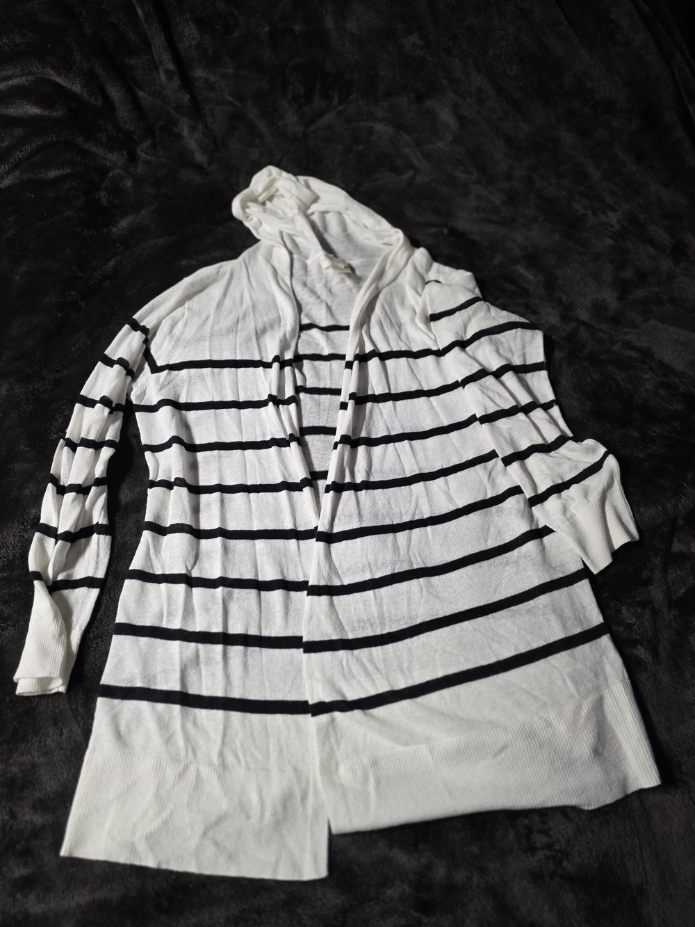 NWOT- Cynthia Rowley White & Black Striped Hooded Cardigan